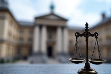 Official UK government building and scales of justice